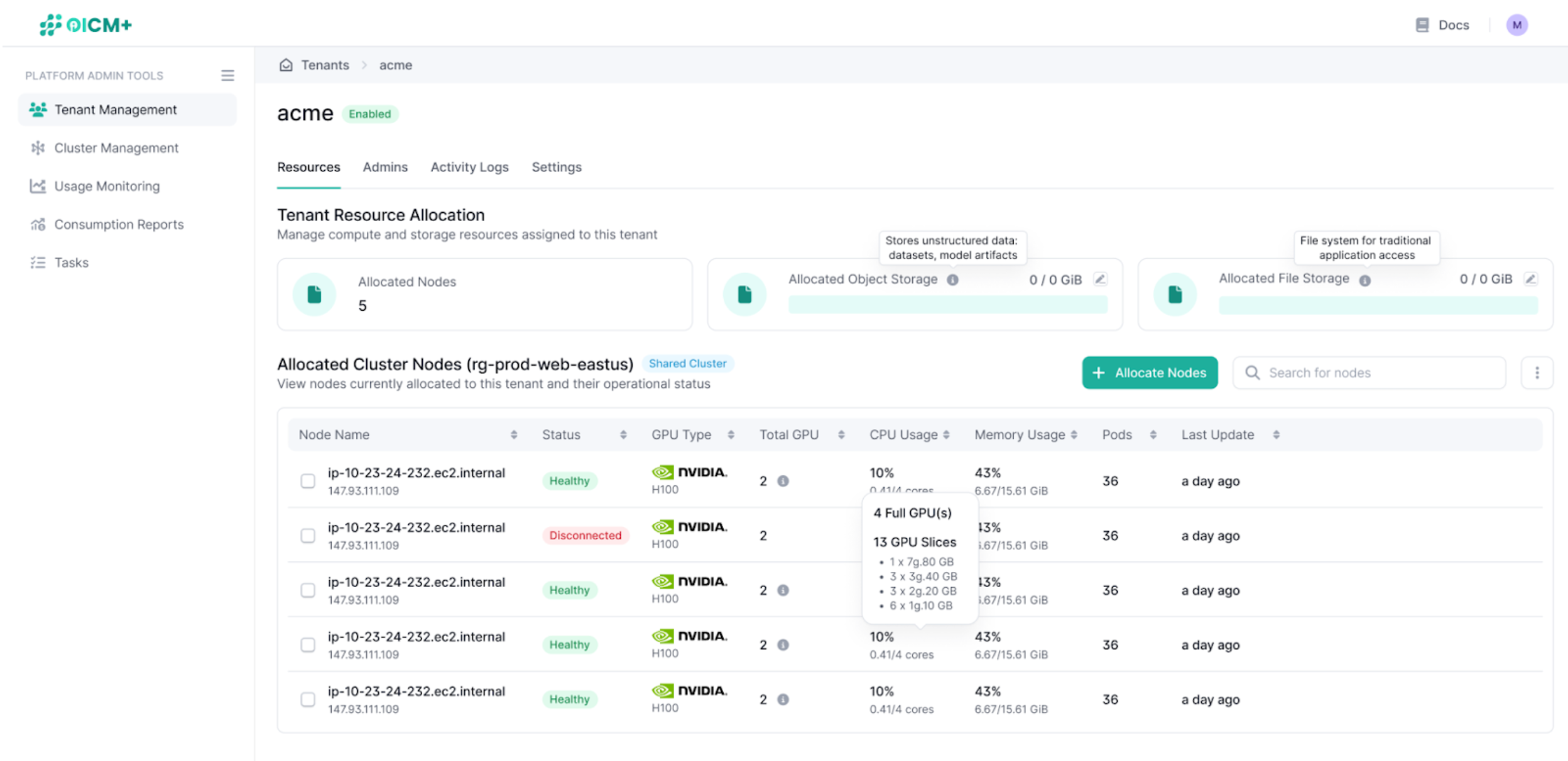 Manage Tenant