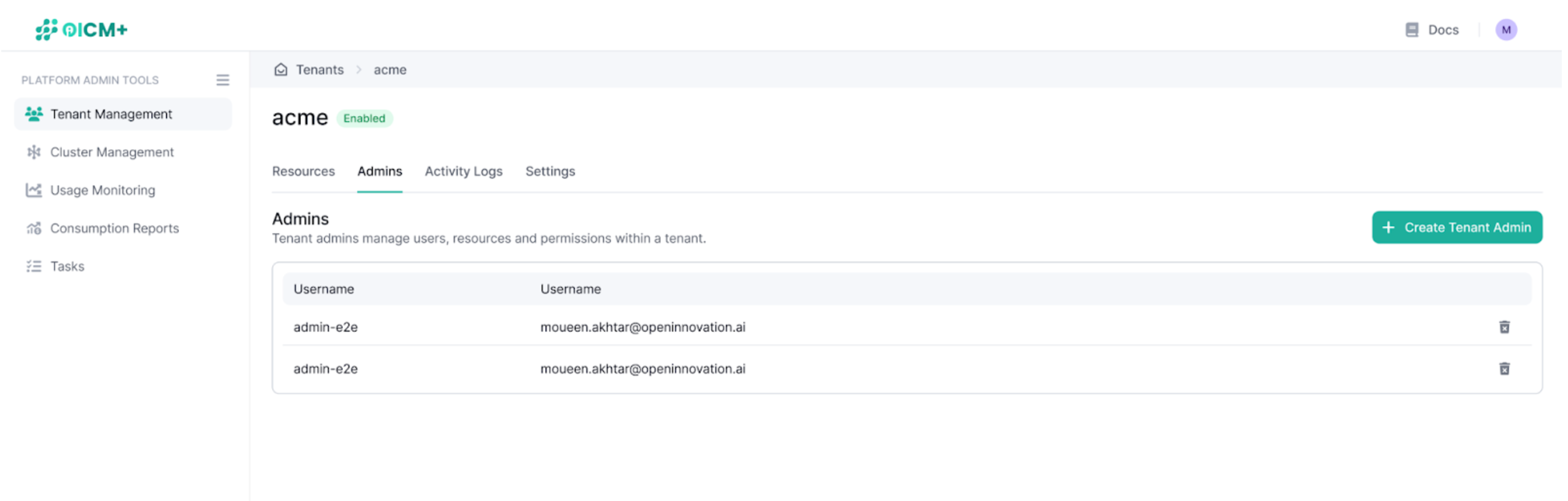 Tenant Admins