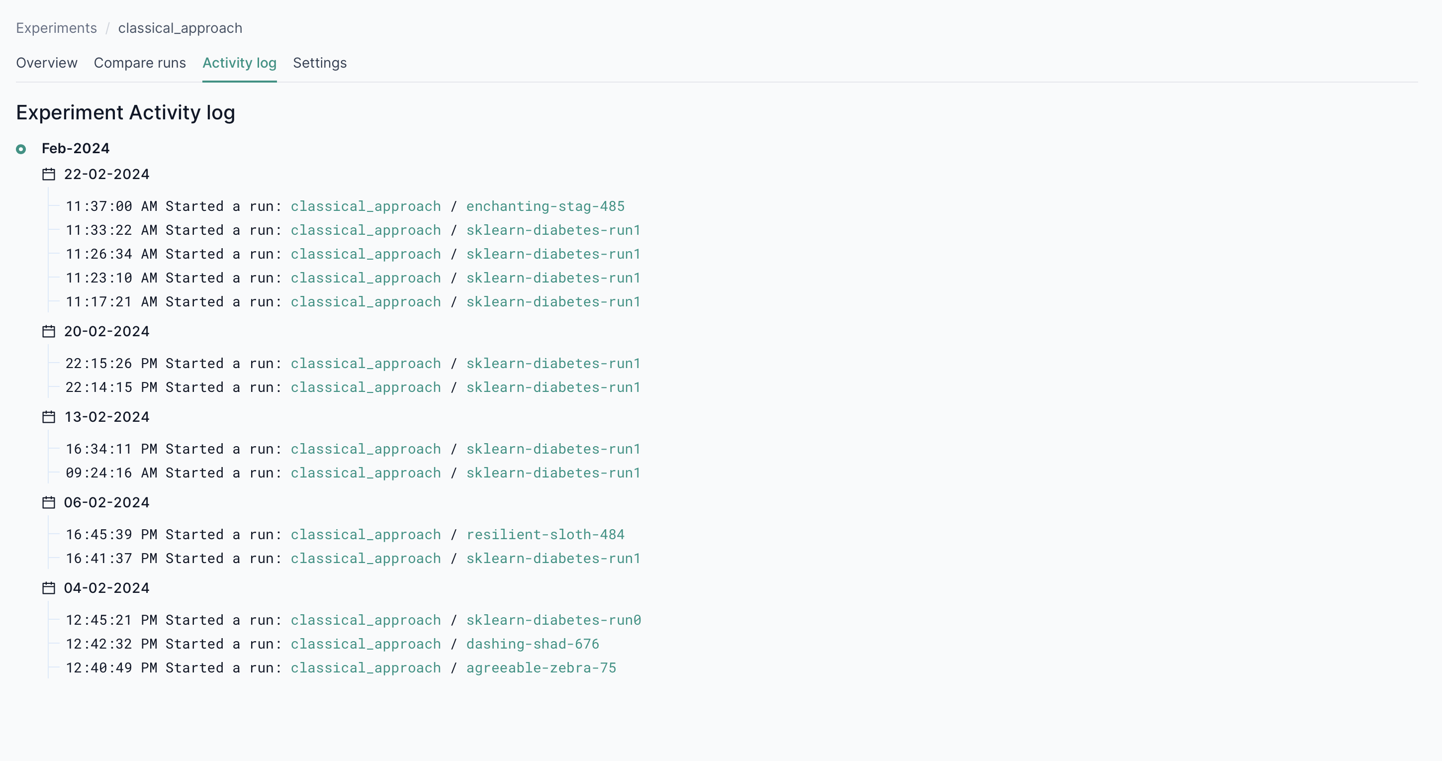Experiment Logs